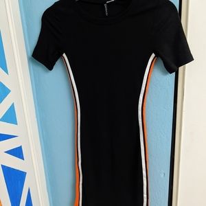 H and M bodycon dress with orange and white stripes on the sides. Size small